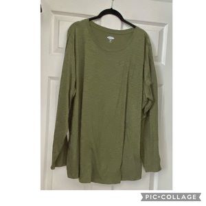 Old Navy Sz 3X light olive sage green Luxe Slub-Knit Long-Sleeve Tee